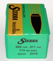 Sierra MatchKing  303 Caliber and 7.7mm Japanese (311 Diameter) 174 Gr HPBT  100PK (GN1049)
