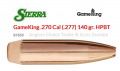 Sierra GameKing .270 Cal (.277) 140gr HPBT  1835  (GN1071)