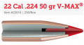 V-MAX 22/.224 50GR HEADS   22616   Qty 250 (GE1061)