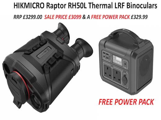 HIKMICRO THERMAL BINOCULARS RAPTOR 384px 50mm RH50L (EL1001) with free Power Pack